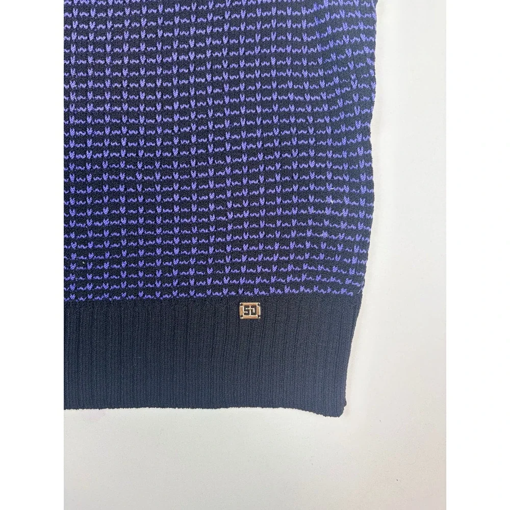 St. John Sport Marie Gray Vtg Purple Black Sweater Vest Sleeveless Top Petite P